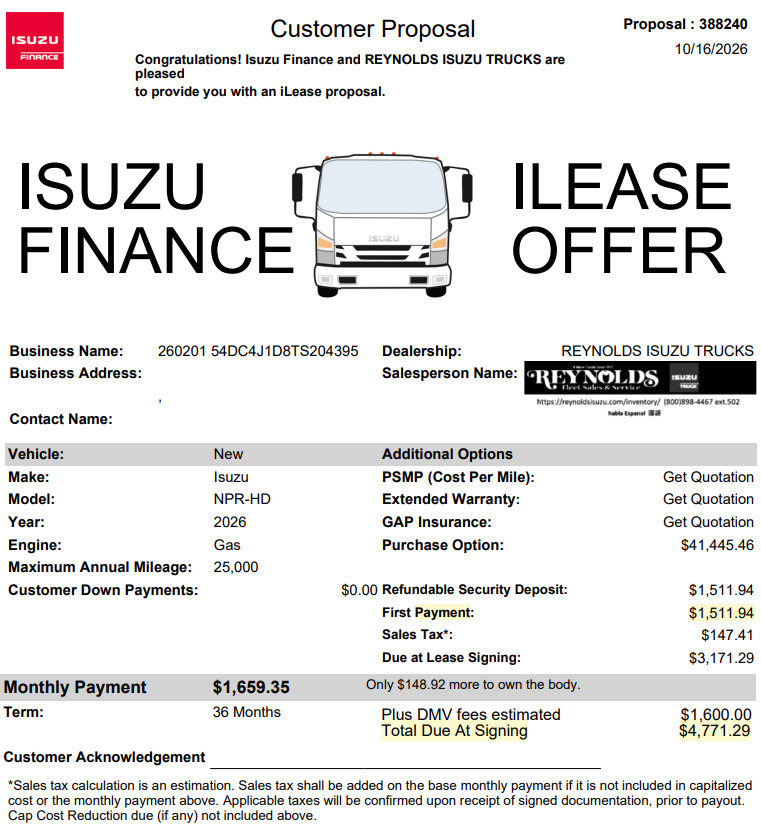 2026 Isuzu NPR HD GAS 12'